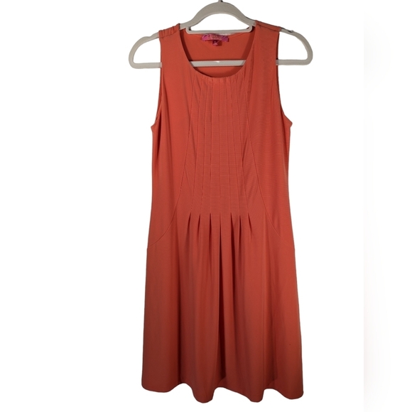 NWOT Catherine Malandrino Sleeveless Pleated Classic Mini Orange Dress Size S - Picture 2 of 14